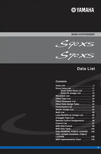 yamaha雅马哈S90 XS_S70 XS Data List
